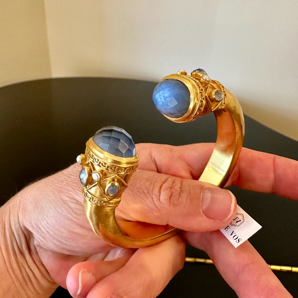 Julie Vos NWT RARE AUTHENTIC Luxury Iridescent Charcoal Blue Hinge cuff/bracelet - Picture 9 of 17